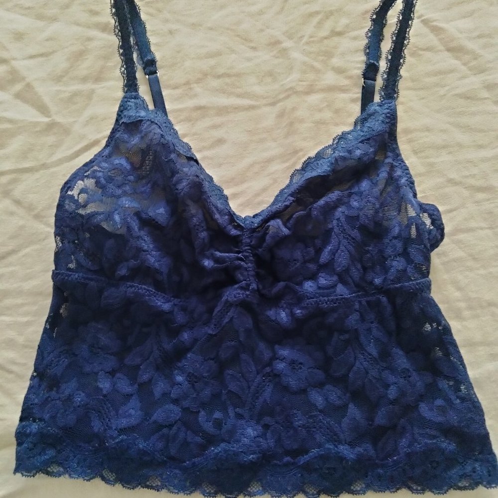 Moda International Lace Bralette, Size Small, Color Navy Blue